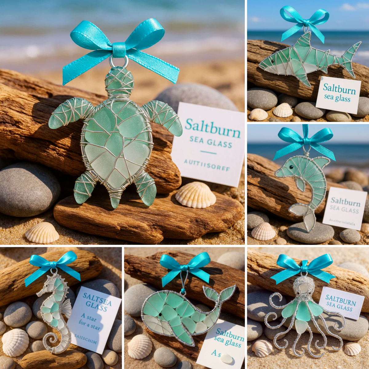 ✨Handmade Sea Glass Ocean Ornament