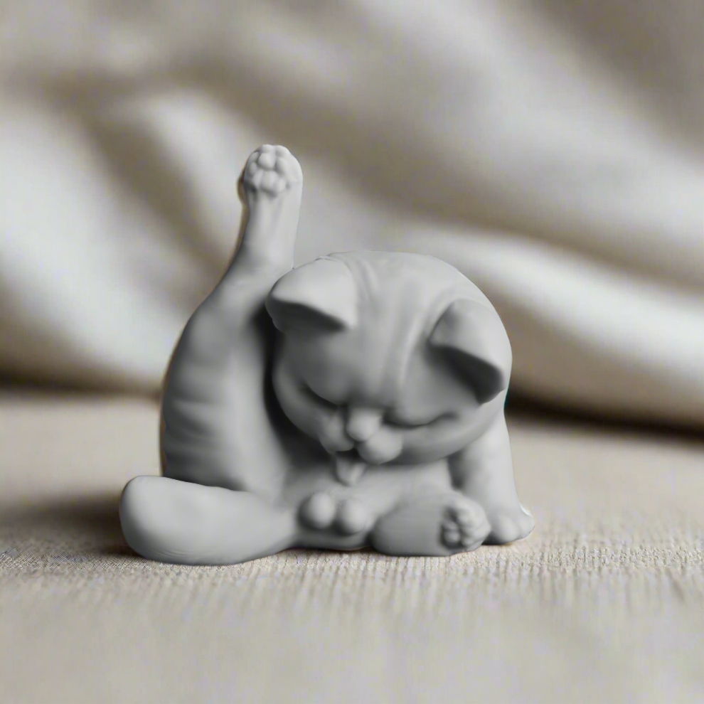 Grooming Cat Figurine