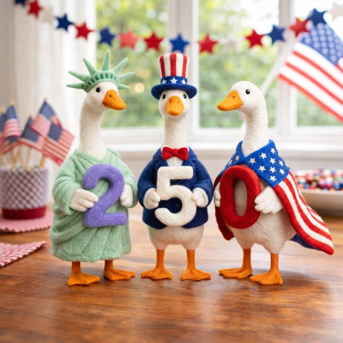 USA 250th Anniversary Needle Felted Goose