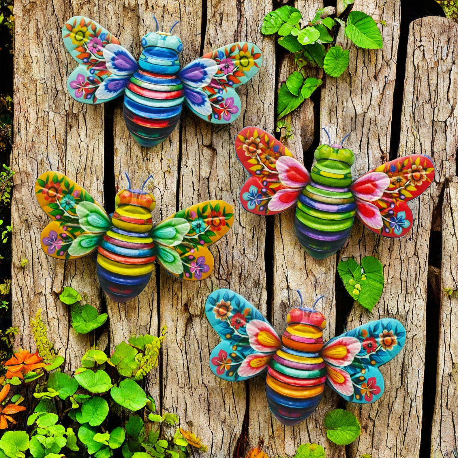 Iron Bee Art Sculpture Hanging Wall Decorations