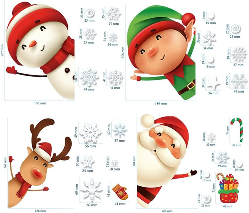 🎄Christmas Snowflake Window Clings Stickers❄️