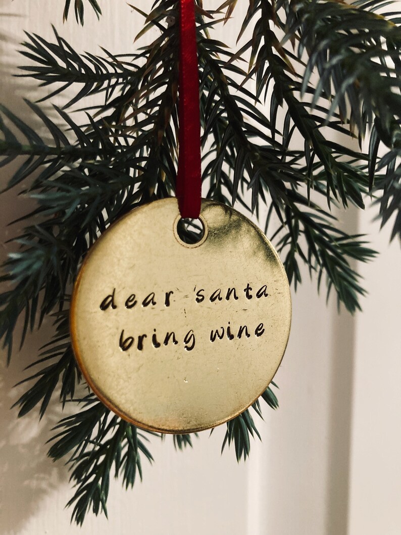 Hand Stamped Funny Christmas Tree Ornament