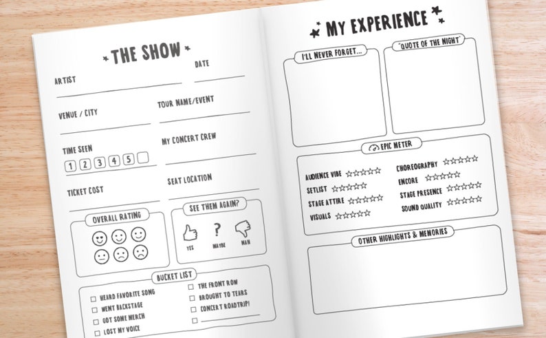 Concert Chronicles - A Concert Journal for Epic Memories