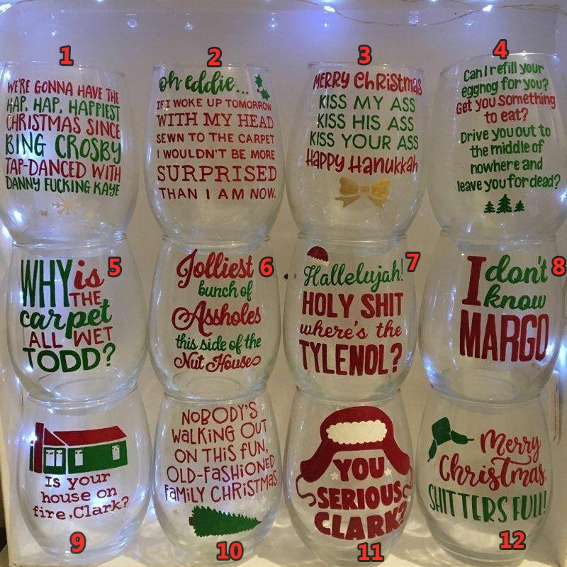 Christmas Vacation Wine Glasses