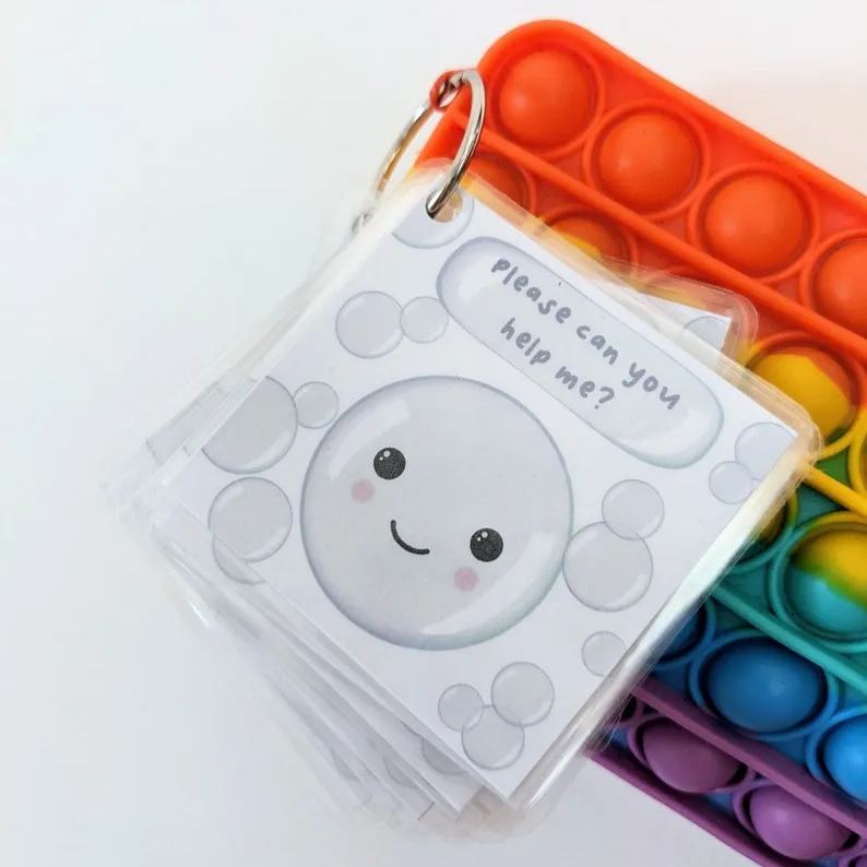 Bubble Communication Cards, ASD Non-verbal Support Keyring