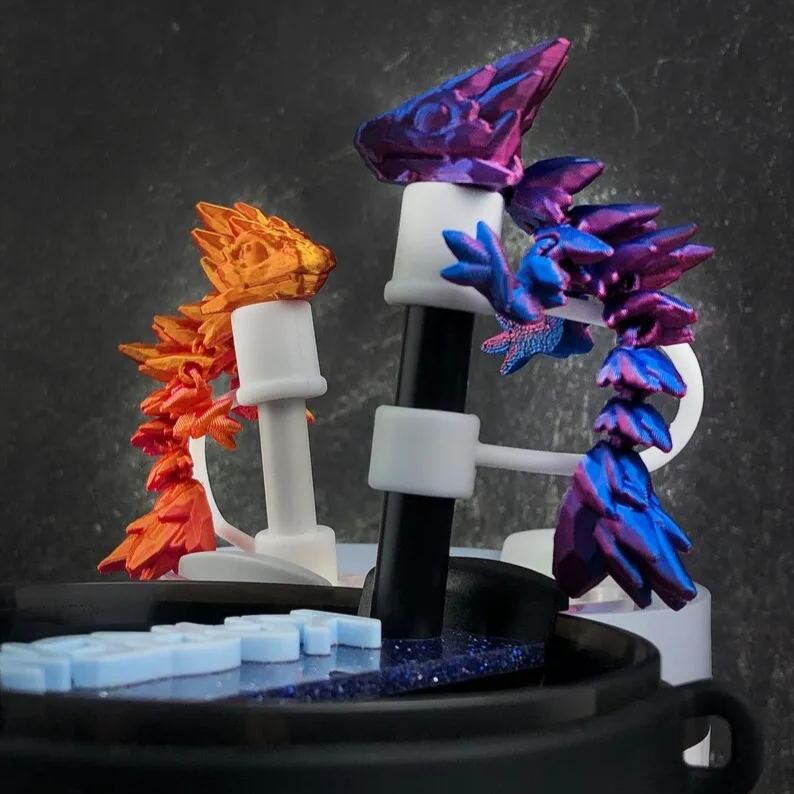 3D Printed Dragon Stanley Straw Topper