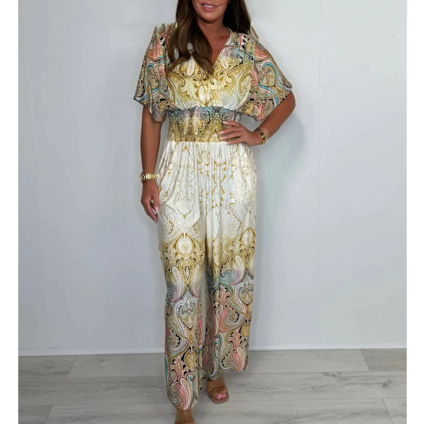 🌷 Summer Hot Sale 50% Off - Bohemian Print Wide Leg Jumpsuit
