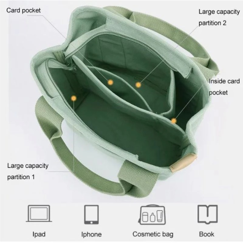 Large capacity multi-pocket handbag