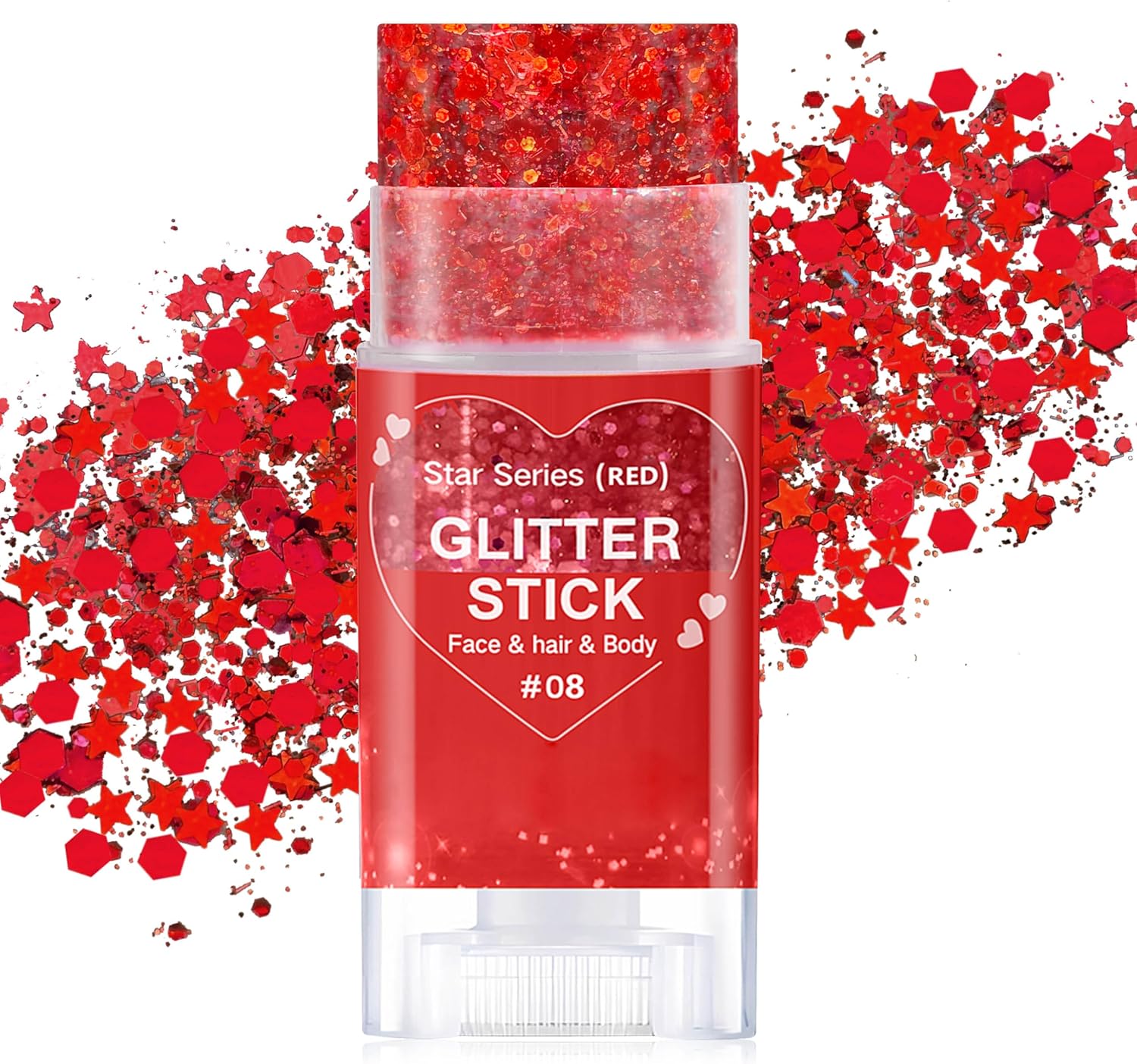 🦅Patriotic Red White & Blue Glitter Stick✨