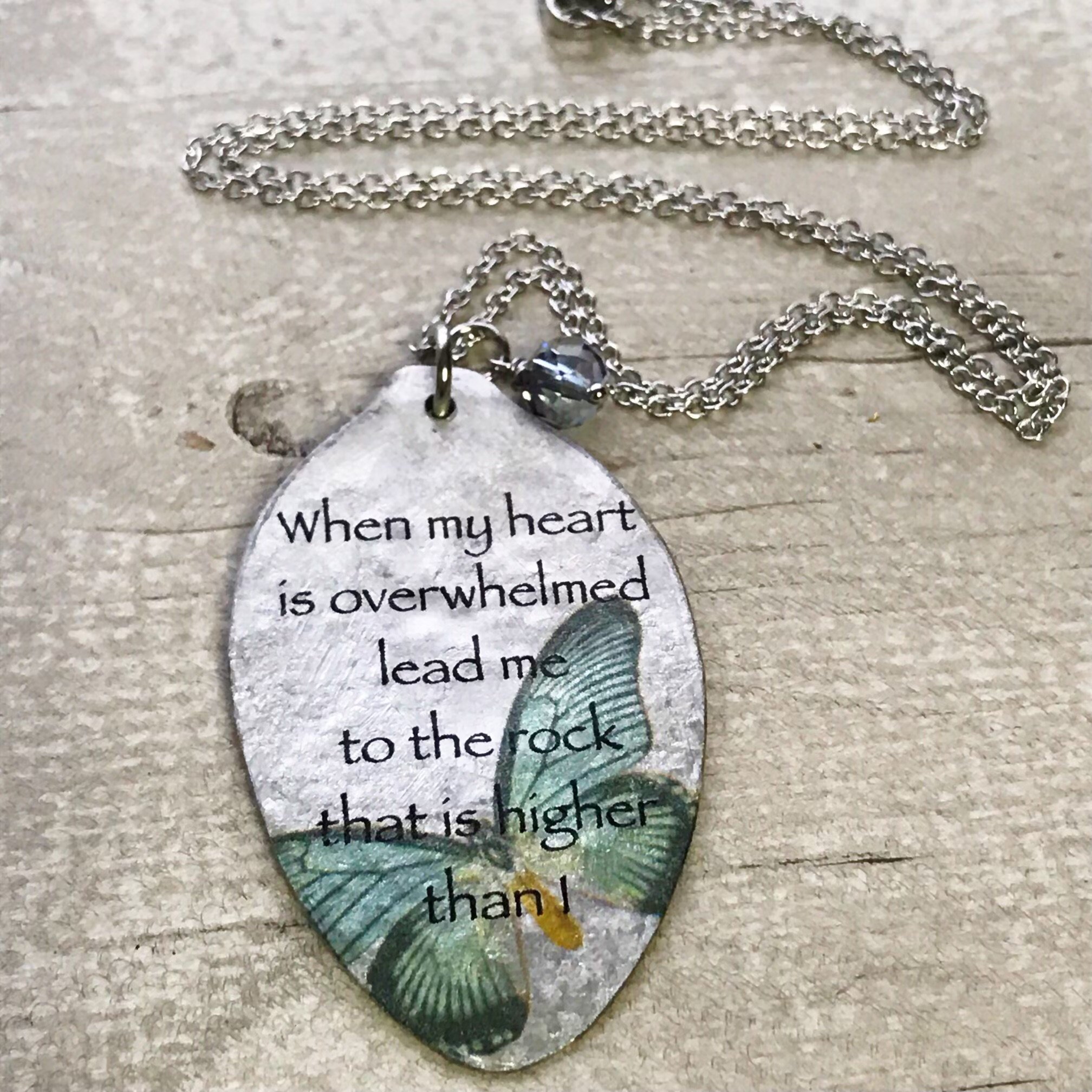 🔥Black Friday Pre - Sale 80% OFF!!🔥 - When My Heart Is Overwhelmed Butterfly Necklace, Bible Verse Pendant