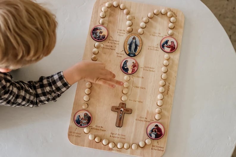 🔥LAST DAY SALE 50% OFF✝️Wooden Family Prayer Rosary Boards🎁The Best Gift For Children