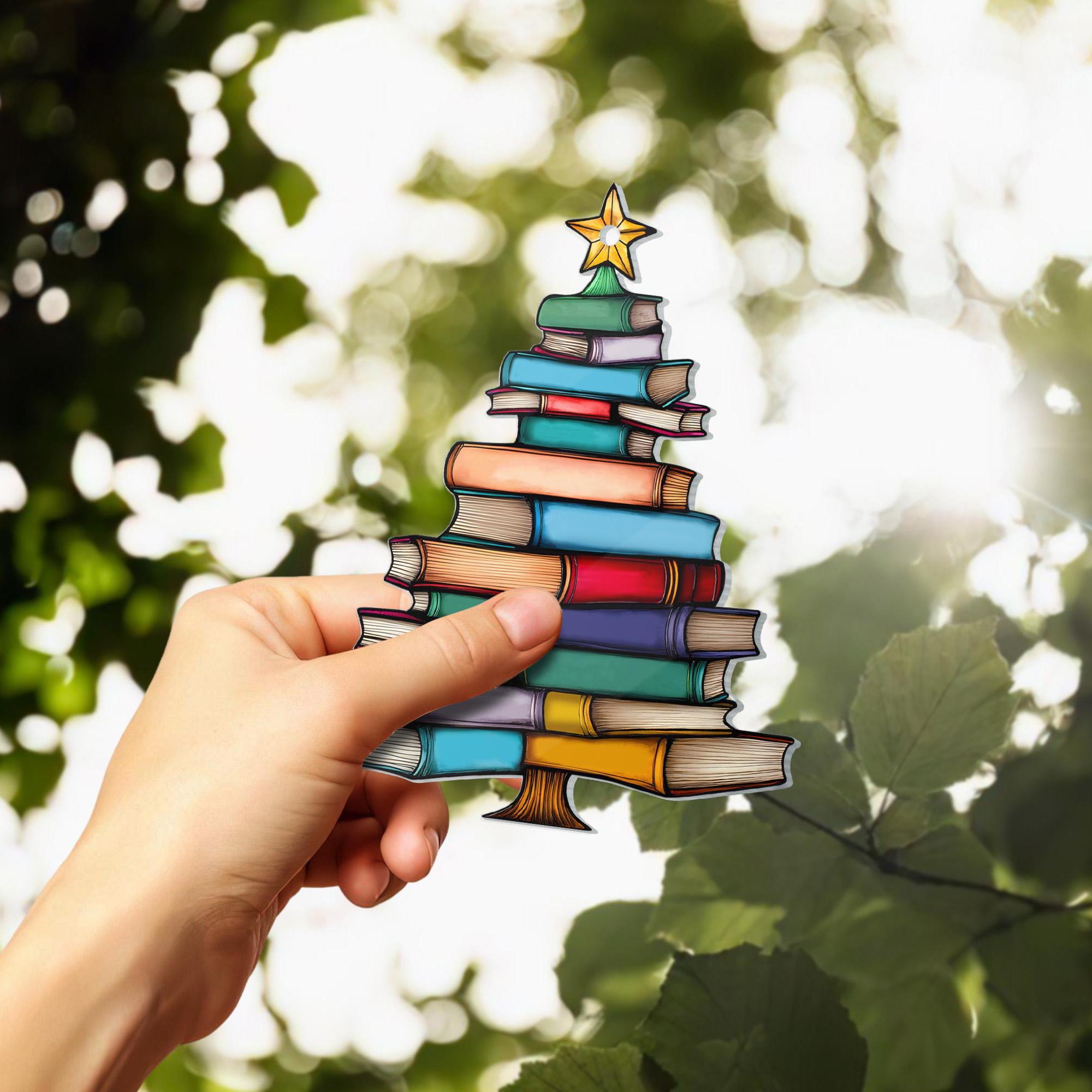 🎄📚✨Christmas Book Tree Suncatcher Ornament