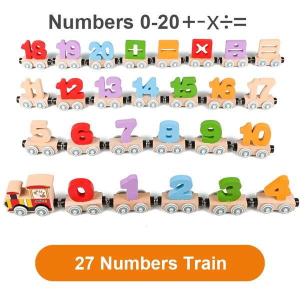 🔥HOT SALE - Numbers And Letters Magnetic Train Puzzle Wooden Toy Car💞