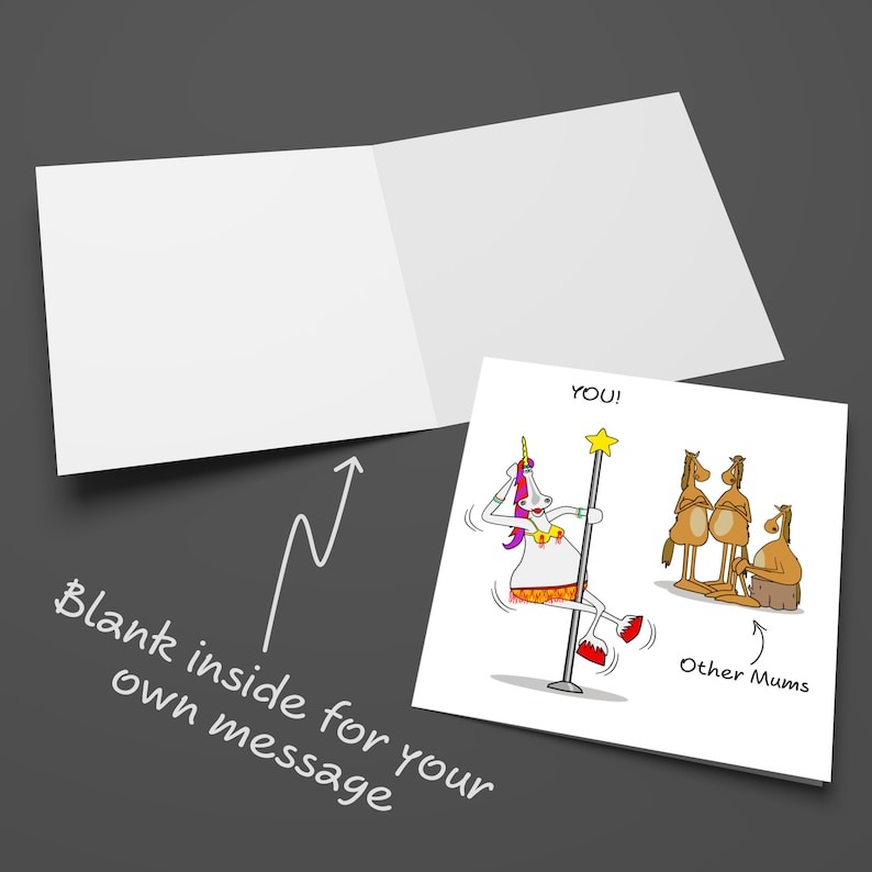 🤣Funny Mothers Day Card: Unicorn Horse Unique Standout Special Humorous Gift🎁