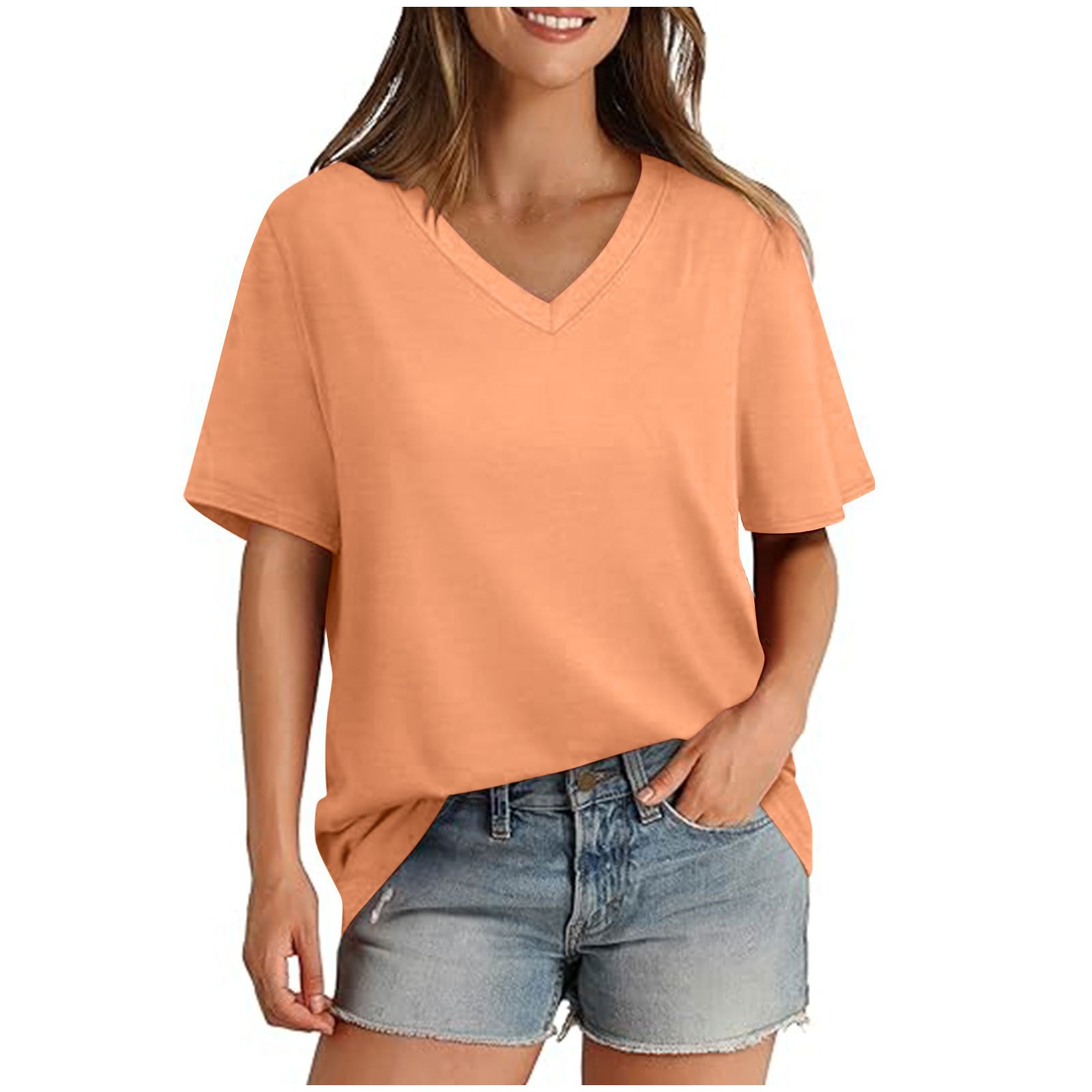 💖Last Day Promotion 49% OFF✨Womens T Shirts V Neck Short Sleeve Casual Loose Tees Tops 2025 Trending Now👚
