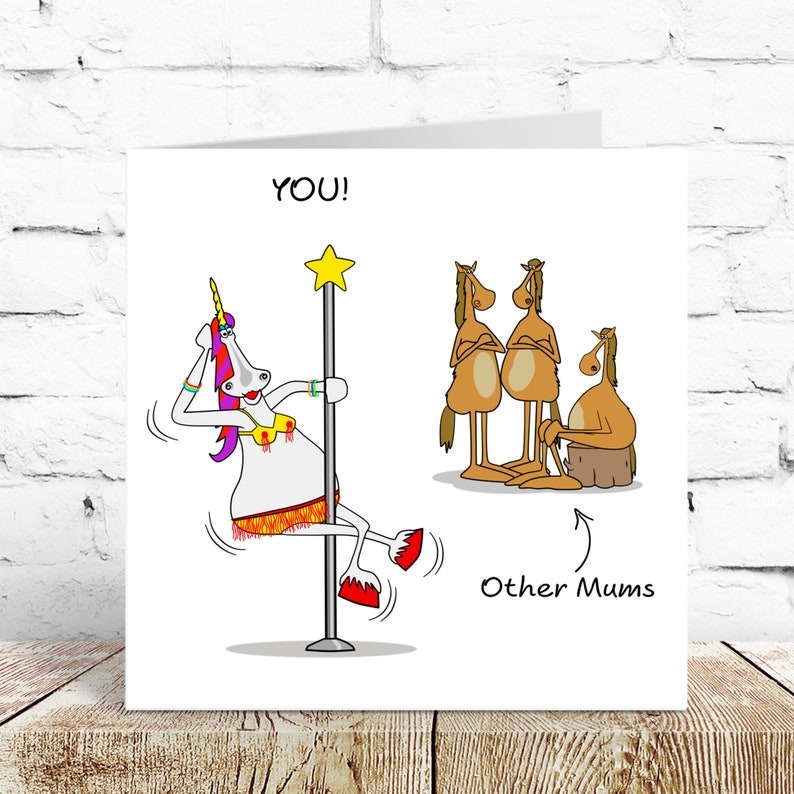 🤣Funny Mothers Day Card: Unicorn Horse Unique Standout Special Humorous Gift🎁
