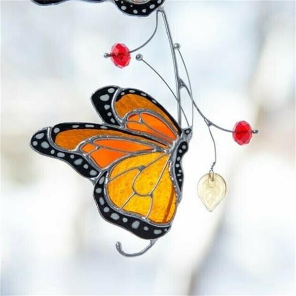 💖Stained monarch butterfly glass window decor🦋