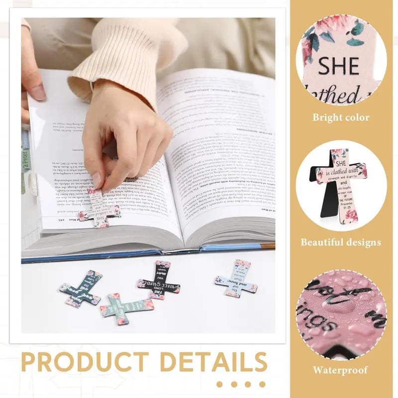 🔥LAST DAY 45 OFF%📖12 Pcs Magnetic Cross Bookmarks Gifts for Bible Study, Readers, Teachers, Students🌸✝️