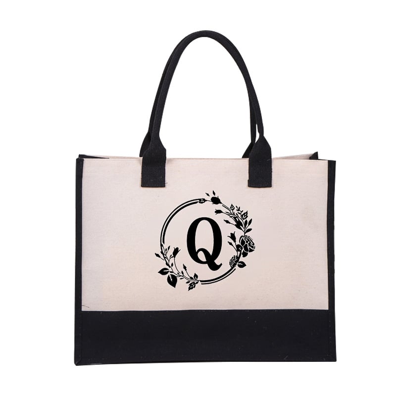 New Year Sale- SAVE 50% OFF🎁Perfect Gift-DIY Letter Canvas Bag Women Hit Color Simple Shoulder Shopping Tote Handbag