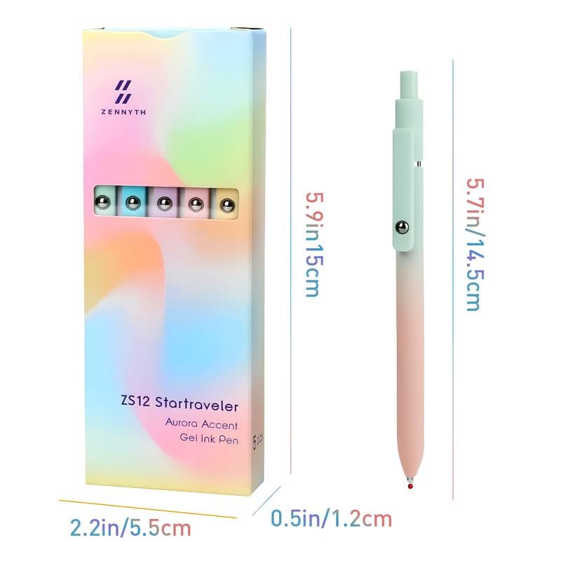 5 Pcs Gel Ink Pens, 0.7mm Medium Tip Black Ink Roller Ball Pens, Quick Drying Pens for Smooth Writing