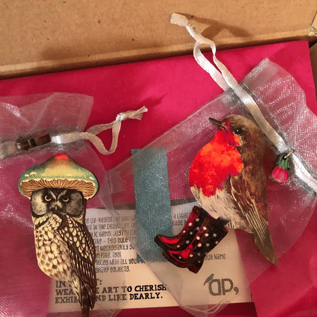 Robin Wooden Brooch