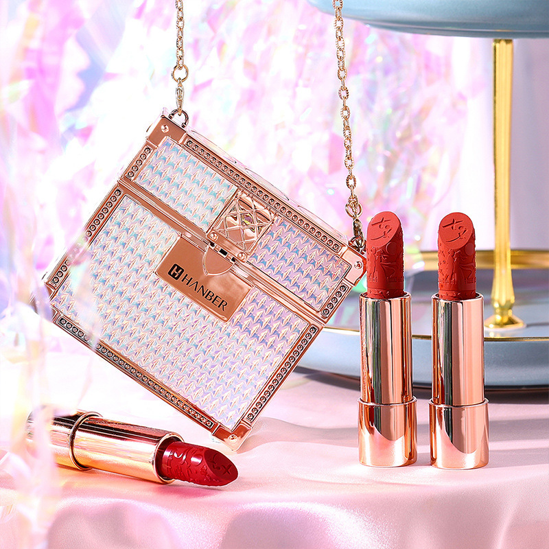 👄Velvet Matte Lipstick Set with Glamour Chain Pouch