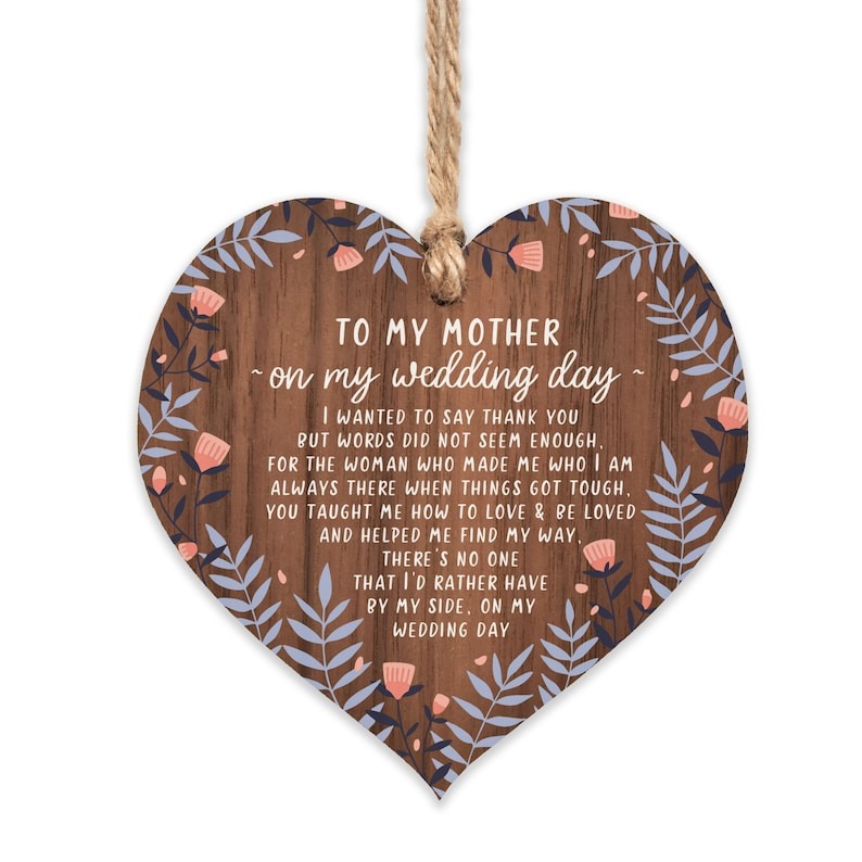 ❤️‍🔥Cherish the Moment:  Hanging Wooden Heart - Perfect Mother of the Bride and Groom Gift!"🎁