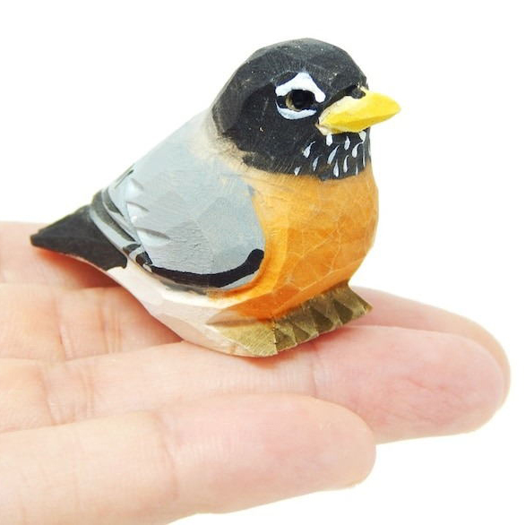 🐦Adorable Miniature Wooden Bird Statue😍