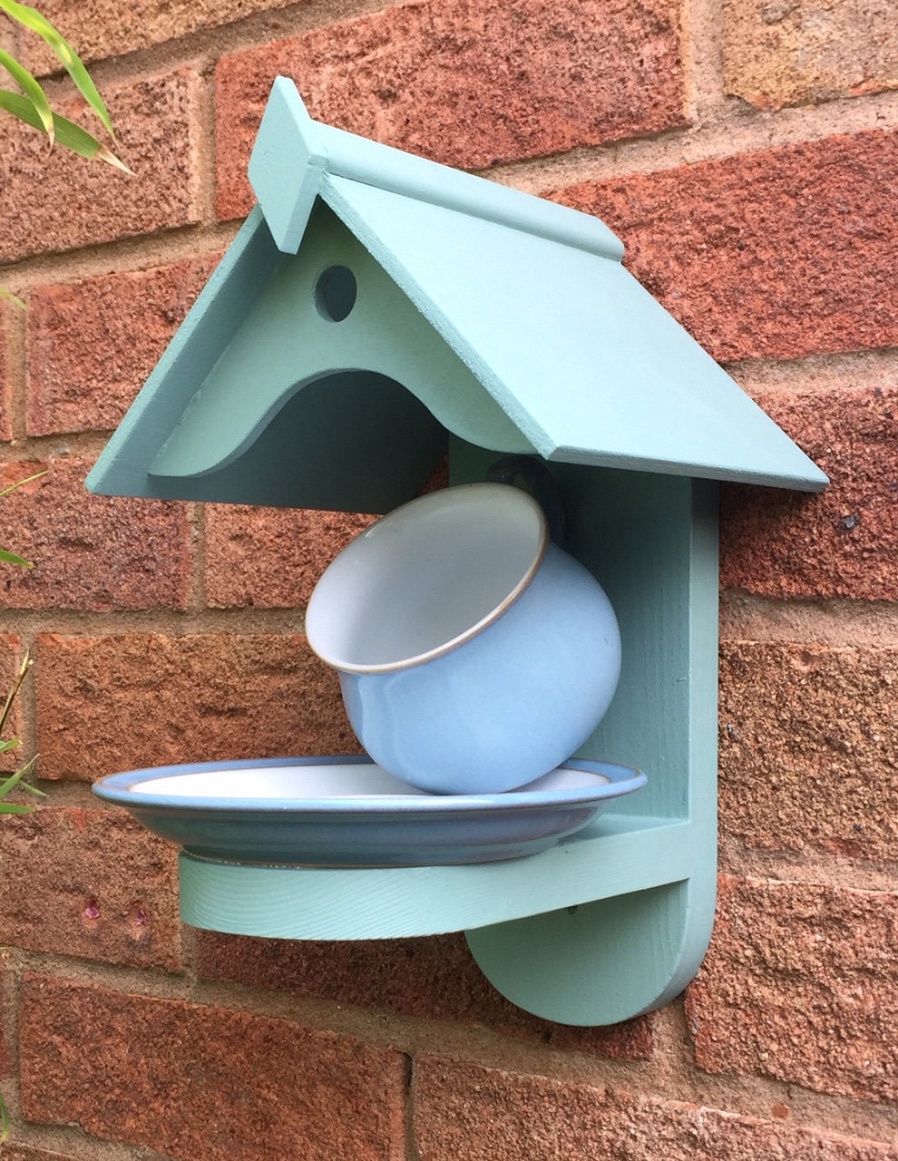 William Morris Teal Teapot Bird House and Feeder