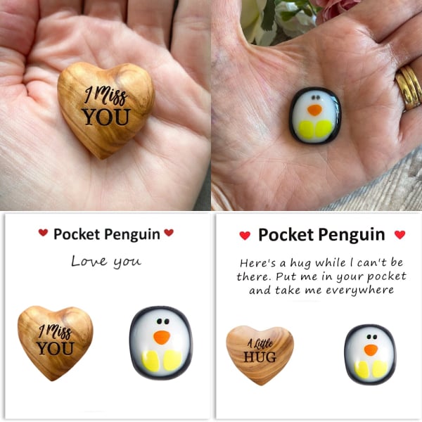 Pocket Hug Wooden Heart Token--Thanksgiving gifts,