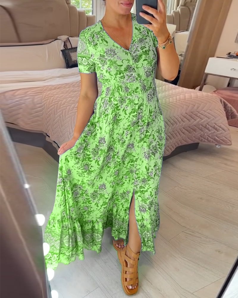 🎁50% OFF🎁Floral Print V-neck Dress
