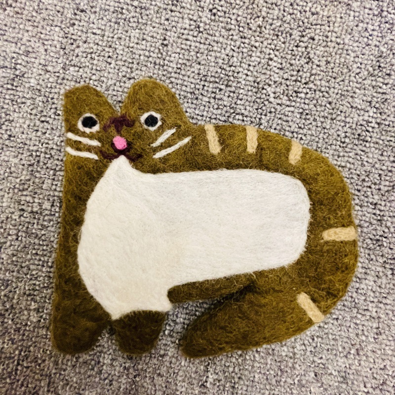 🐱Cute Handmade Wool Felt Animal Kitty Cat Cup Coasters