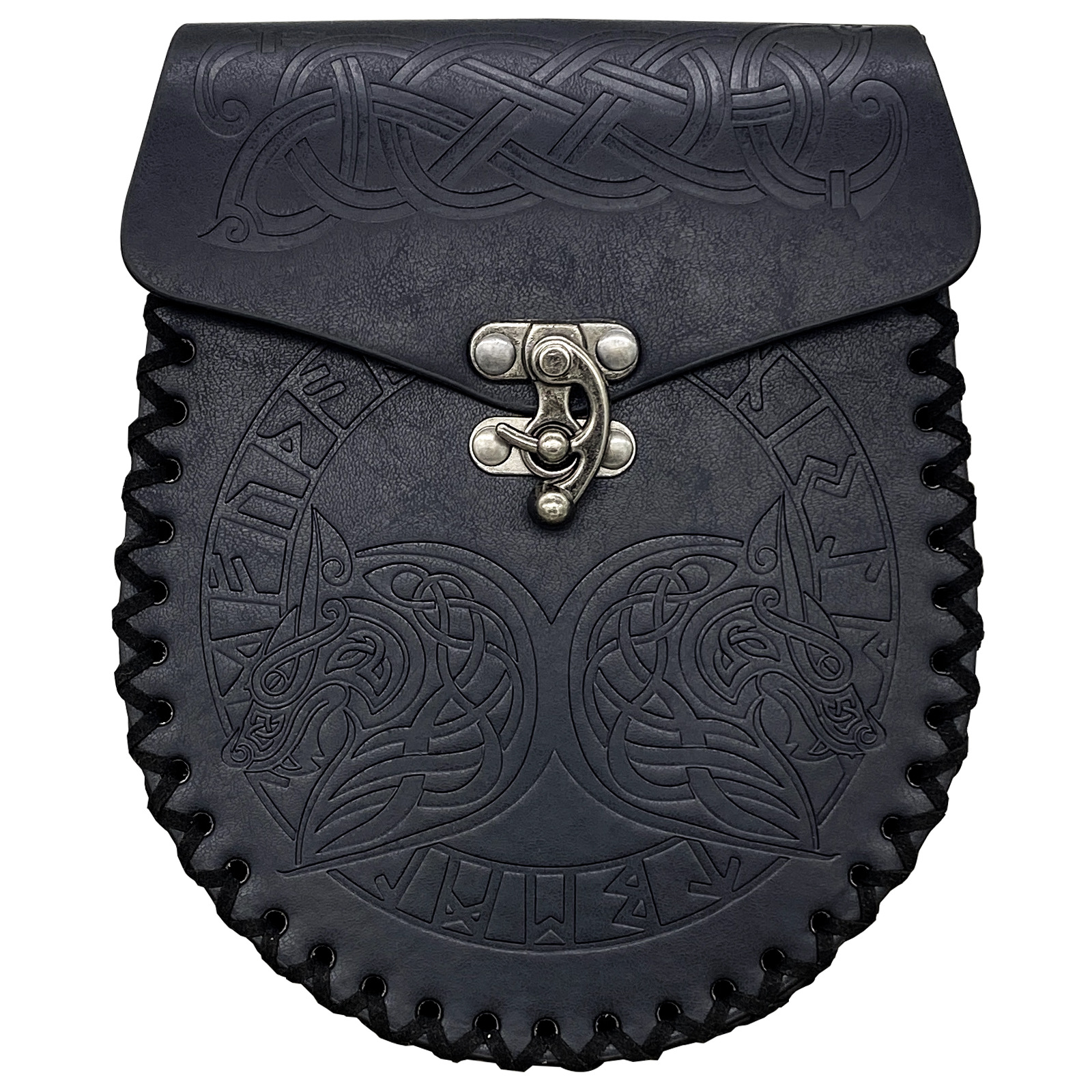 Vintage Medieval Nordic Embossed Leather Belt Bag