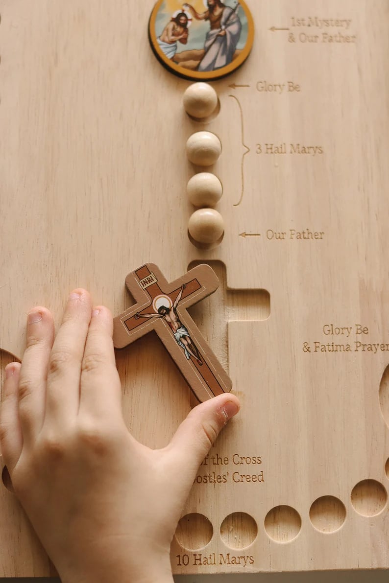 🔥LAST DAY SALE 50% OFF✝️Wooden Family Prayer Rosary Boards🎁The Best Gift For Children