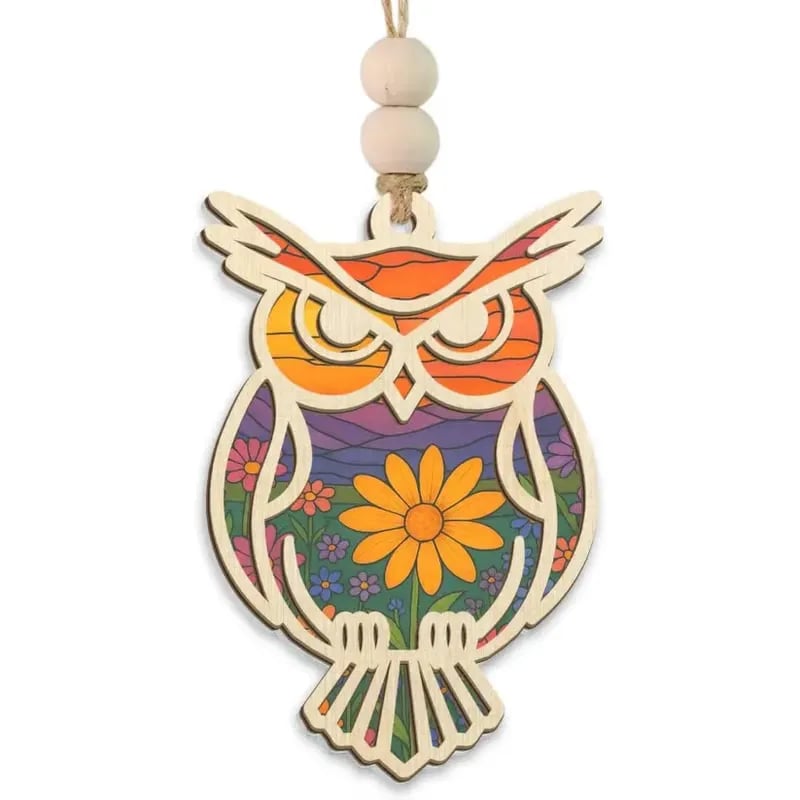 🔥LAST DAY 50% OFF - 🦉Handmade Owl Suncatcher Ornament with Card