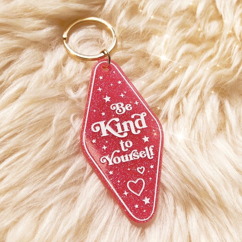 💖Positive Affirmation Glitter Motel Keychain🥰
