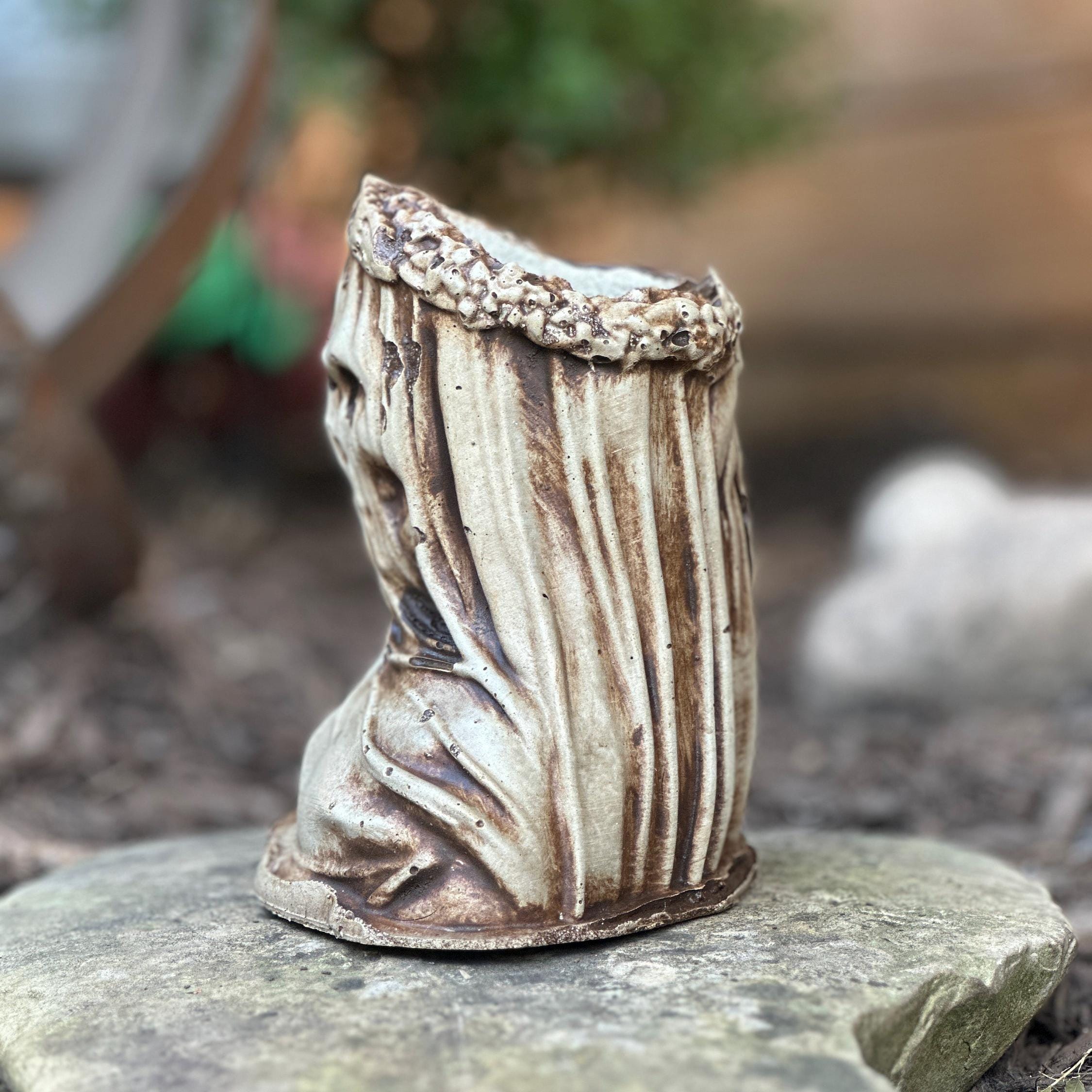Veiled Skull Planter, Horror Pot, Cement Planter 1