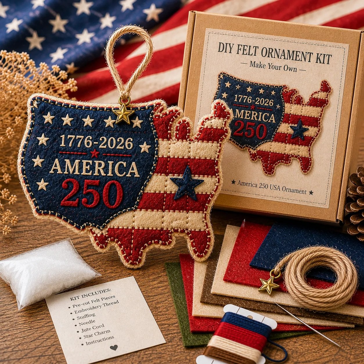 🔥Last Day 49% OFF - 🦅America 250 DIY Felt Ornament Kit