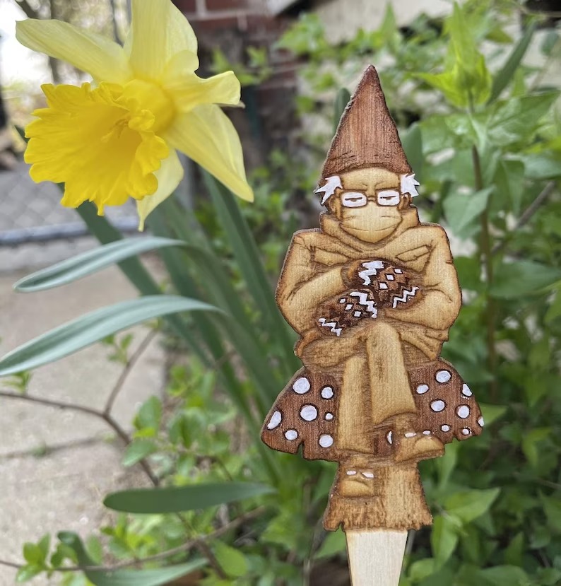 Bern in a fern - Grumpy Bernie Garden Gnome Plant/Garden Stake