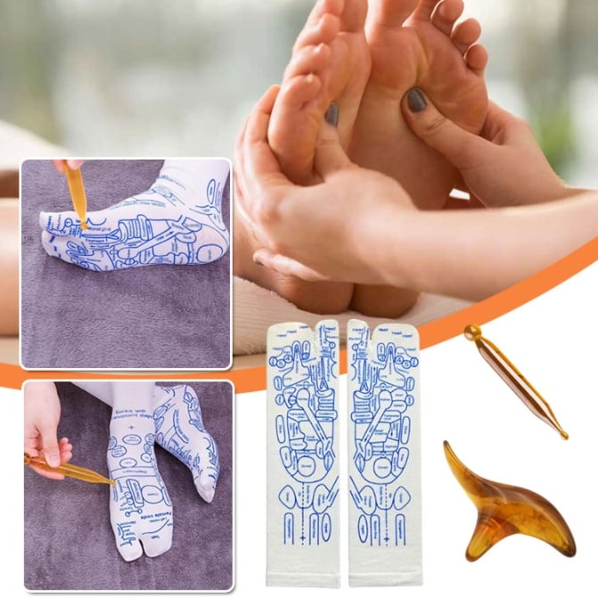 🎁💝2024 Mother’s Day Gifts - Reflexology Socks with Trigger Point Massage Tool