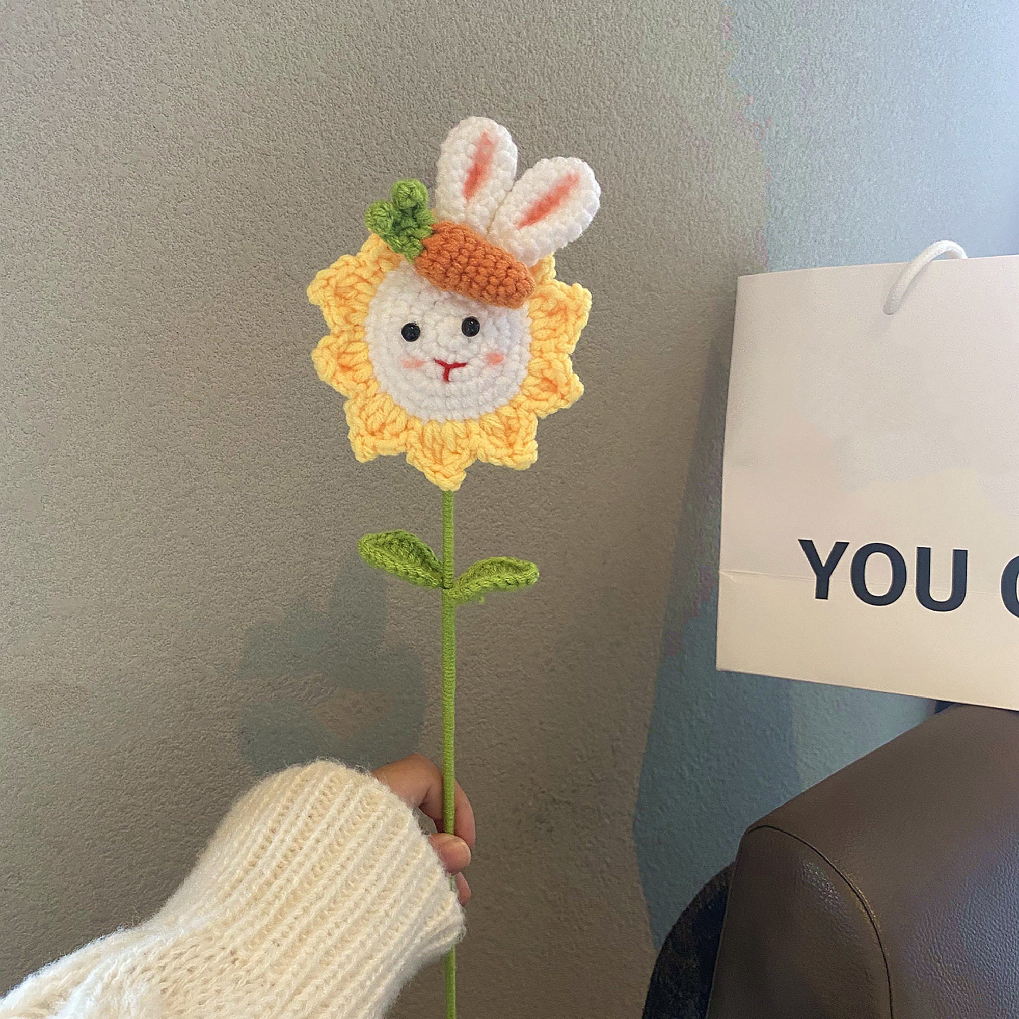 Knitted Sunflower Bunny Bouquet