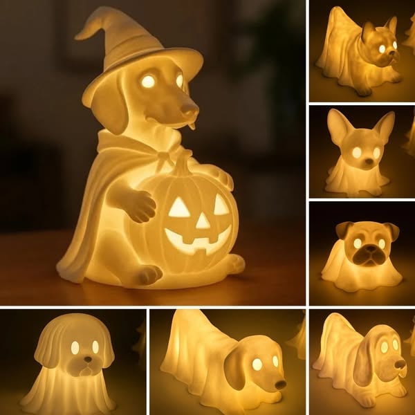 Halloween Dachshund Pumpkin Lamp