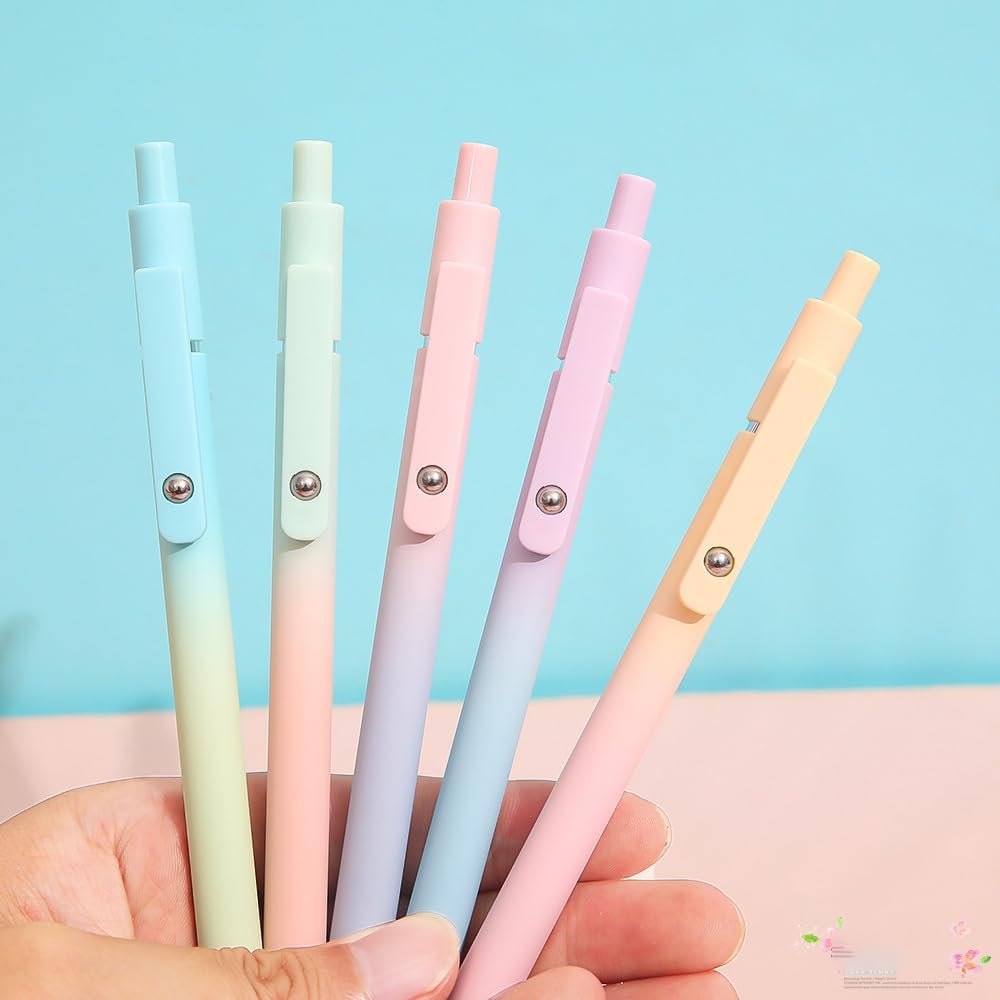 5 Pcs Gel Ink Pens, 0.7mm Medium Tip Black Ink Roller Ball Pens, Quick Drying Pens for Smooth Writing
