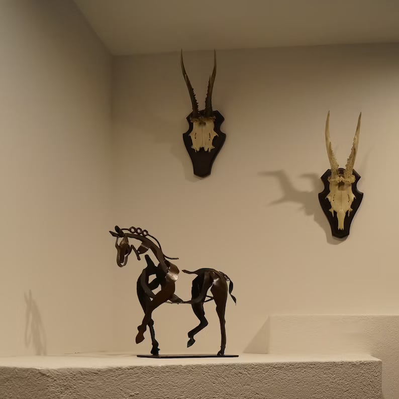 New Horse Sculpture “Adonis” – Quality Handmade from Metal, Abstract but Modern and Realistic Art