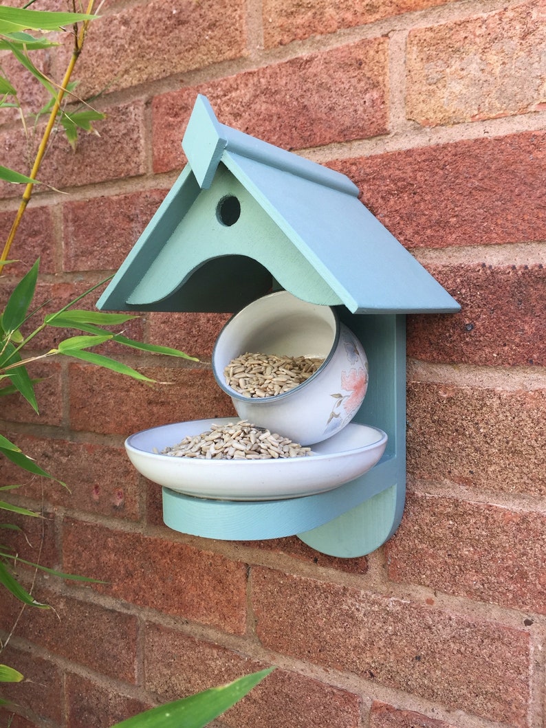 William Morris Teal Teapot Bird House and Feeder