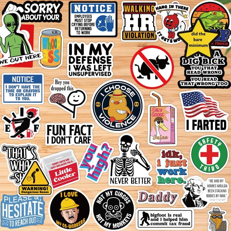 150 funny stickers for adults  ,Suitable for bumpers, safety helmets, water bottles, colleagues, computers