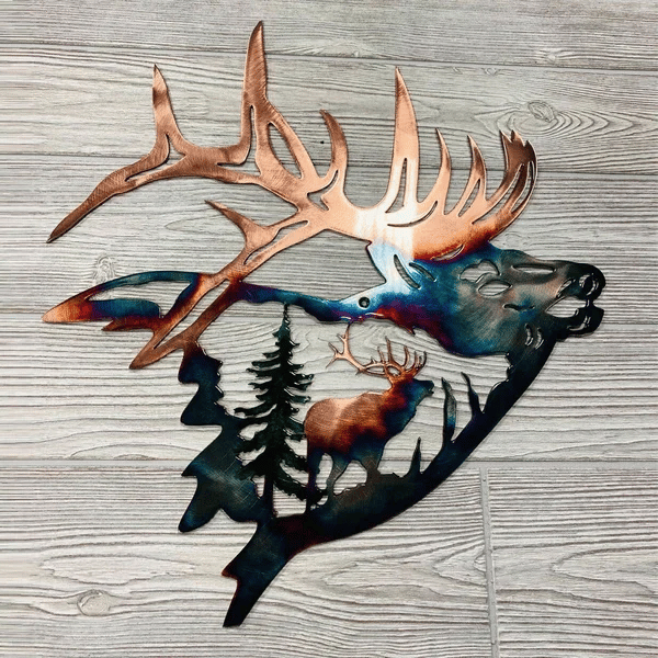 Solo Mallard Hunting & Trout Fishing Scene Metal Wall Art-BUY 2 FREE SHIPPING