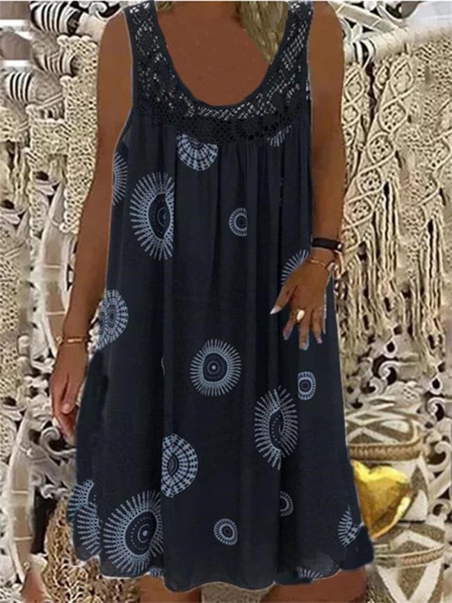🔥Last Day Promotion 50% OFF🔥 - Women Summer O-Neck Sleeveless Print Dress