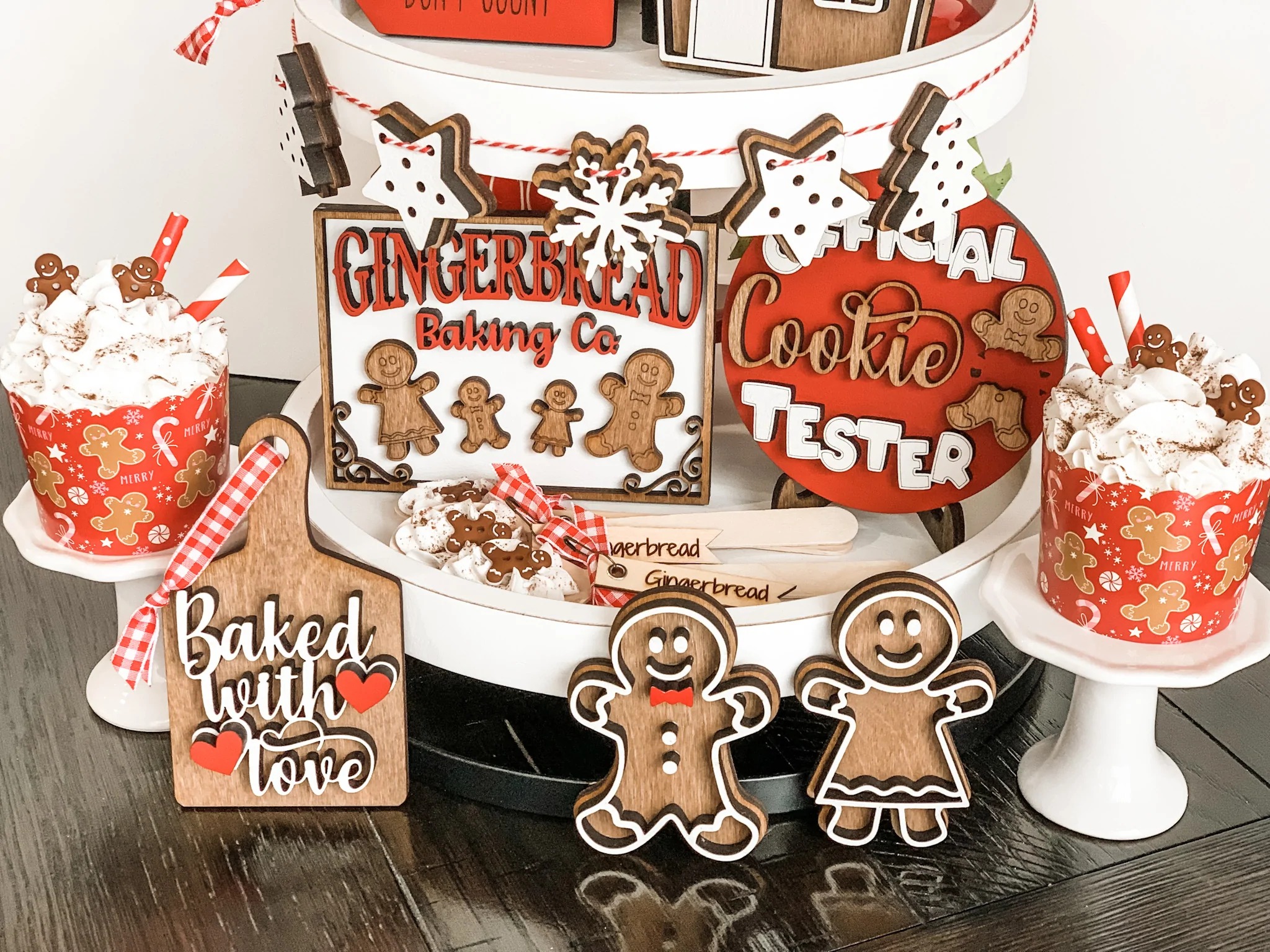 Gingerbread Tiered Tray Decor