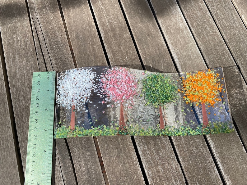 Four Seasons Fused Glass Wavy Panel